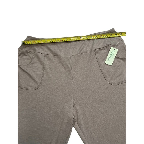 LOGO Lounge by Lori Goldstein Pull On Knit Crop Wide Leg Pants Beige Pockets 1X - Picture 8 of 11